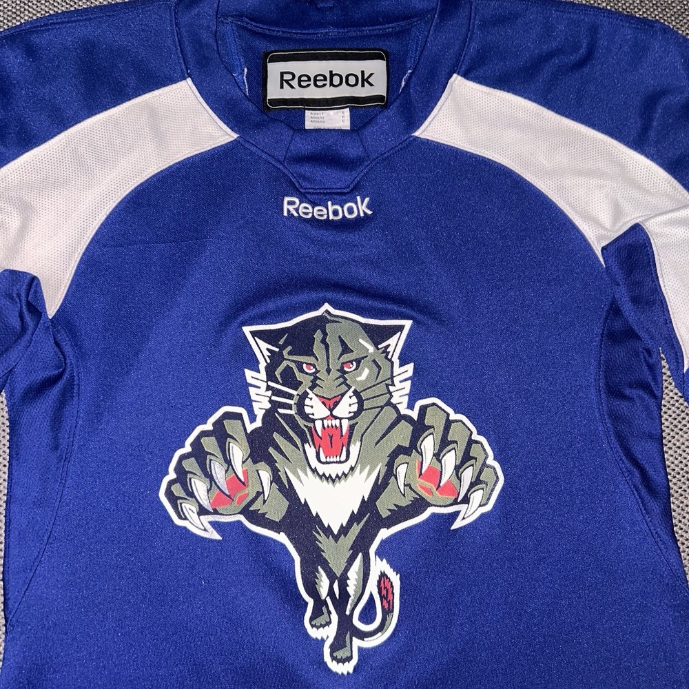 Vintage 90s Florida Panthers NHL Reebok Hockey Jersey Mens Small Blue Rare